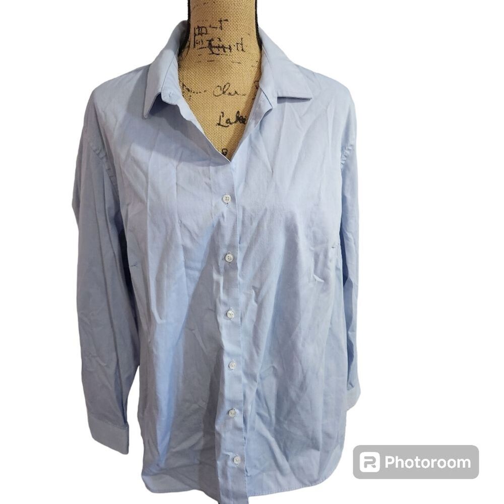 Edwards Long Sleeve Button Down Womens 3XL Blue Work Office Simple Capsule Basic